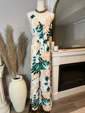 Floral Wide-Leg Crop Top & Pants Set